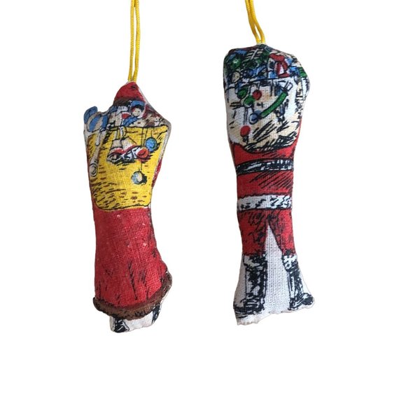 B Shackman Vintage 1970s Lot of 2 Santas Stuffed Father Christmas Pillow Ornamen - Picture 7 of 9